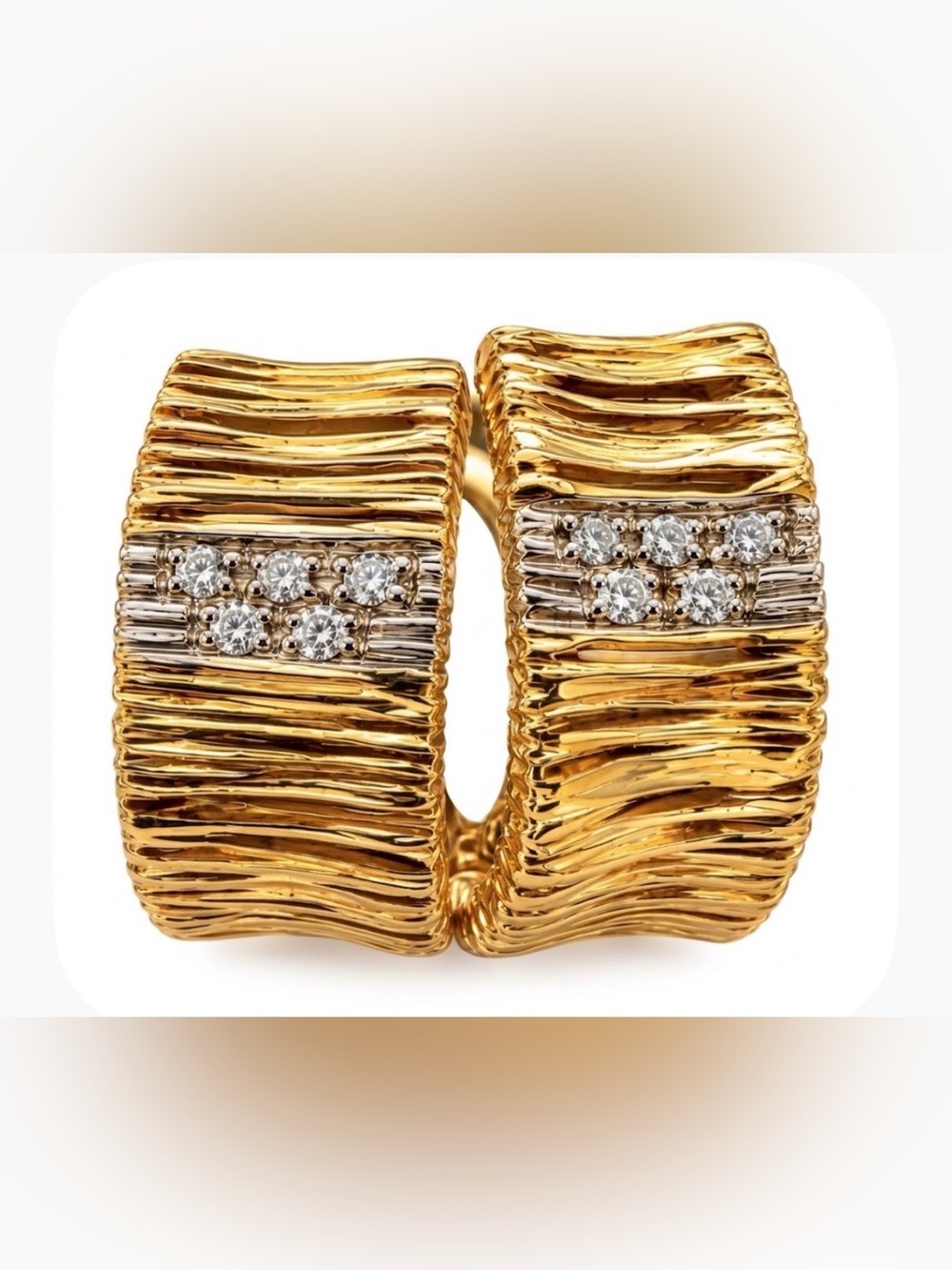 Authentic Roberto Coin 18K Gold and Diamond “Elefantino” J-Hoop Earrings